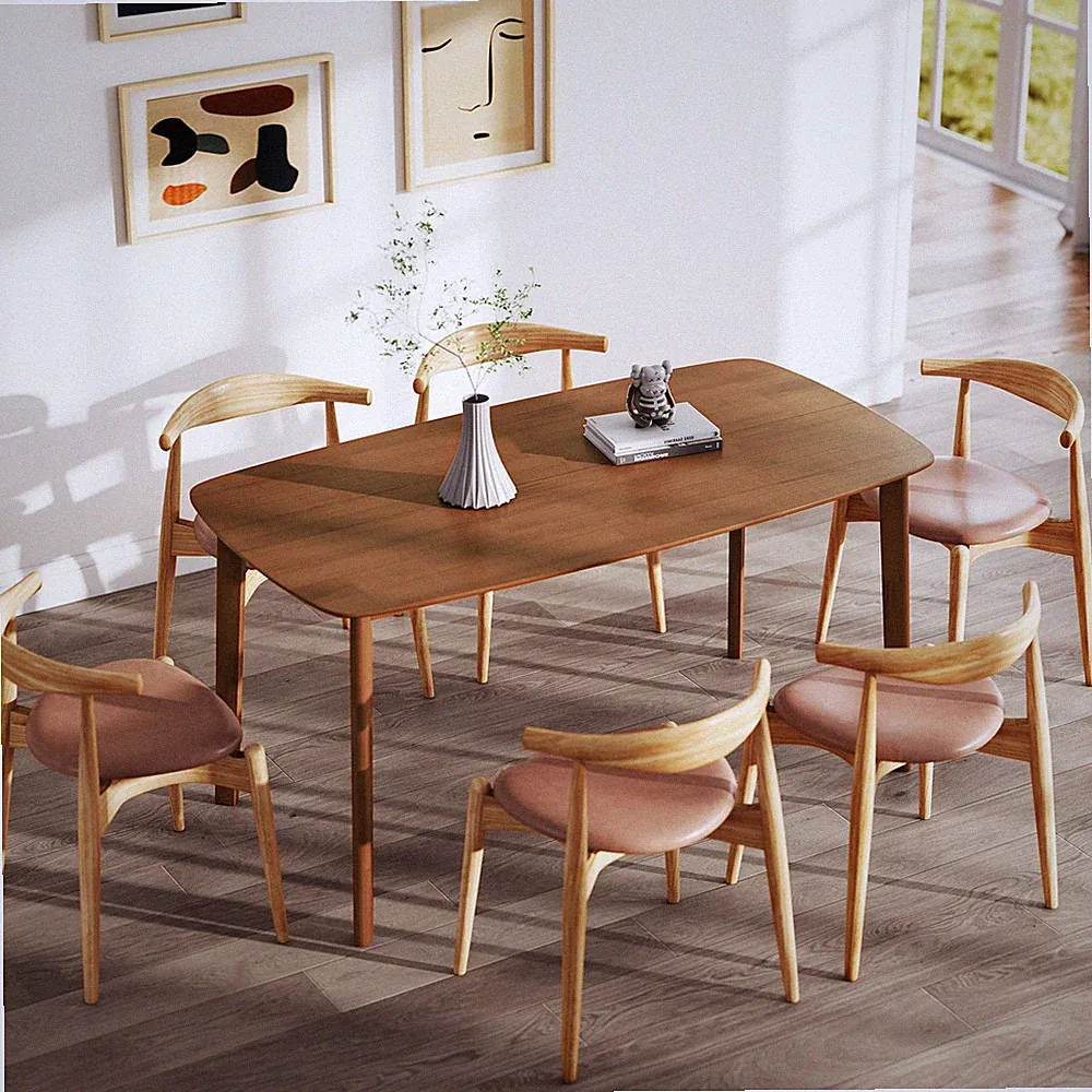 HOMCOM Esstisch 150 x 80cm Küchentisch für 6 Personen im Landhaus-Stil Hellbraun