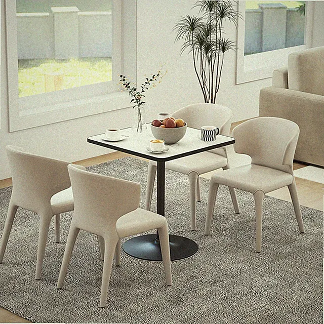 HOMCOM Esstisch, 70 x 70 cm quadratischer Küchentisch für 4 Personen Weiß
