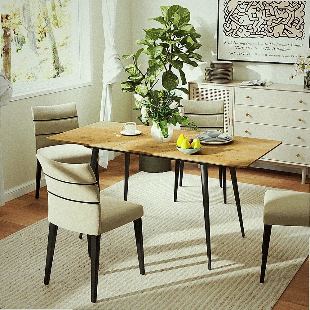 HOMCOM Esstisch ausziehbar 120/160 x 75 cm Küchentisch für 6-8 Personen Natur