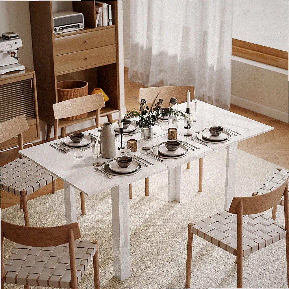 HOMCOM Esstisch ausziehbar 120-160 x 80 cm Küchentisch für 4-6 Personen, Weiß