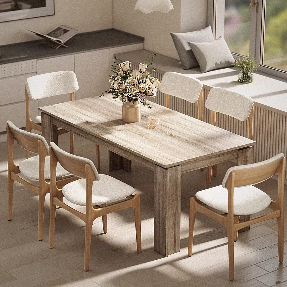 HOMCOM Esstisch ausziehbar 180-260 x 90 cm Küchentisch für 8-10 Personen, Eiche