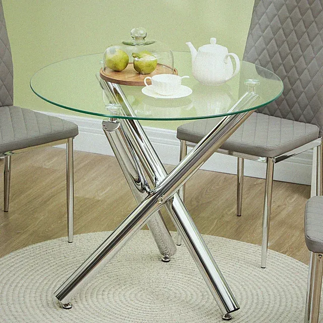 HOMCOM Esstisch, Runder Esszimmertisch Küchentisch für 4 Personen, Säulentisch