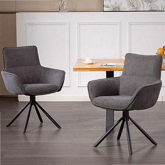 HOMCOM Esszimmerstuhl 2er Set Drehbar Küchenstuhl mit Samtoptik, Metallbeine