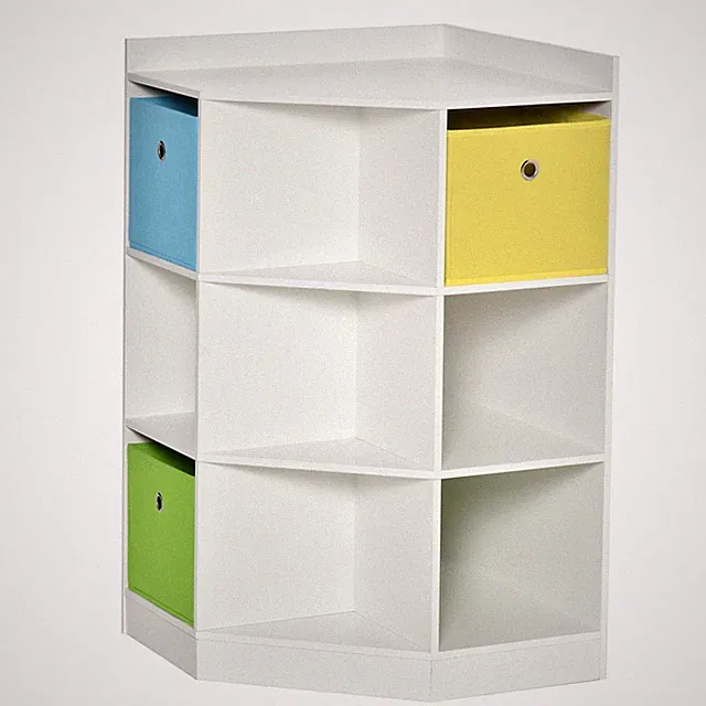 HOMCOM Kinderregal Eckregal mit 3 Aufbewahrungsboxen Kinderzimmer Kindermöbel