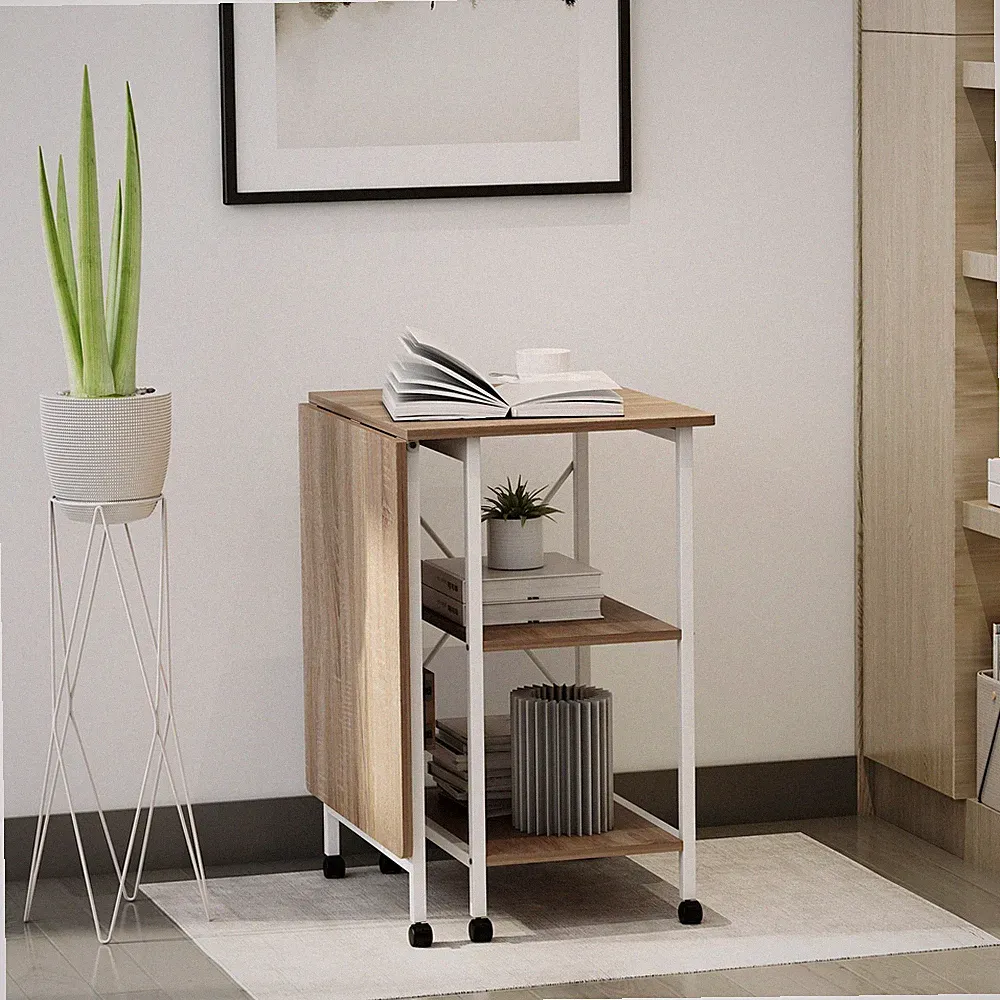 HOMCOM Klapptisch Tisch Schreibtisch Bürotisch Computertisch Mobil MDF Natur