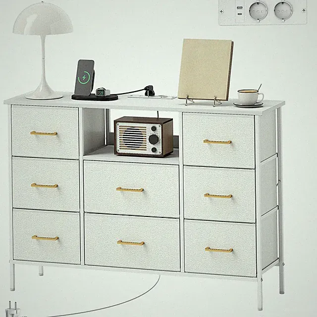 HOMCOM Kommode Aufbewahrungsschrank mit Schubladen Stoff Stahlrahmen Refurbished