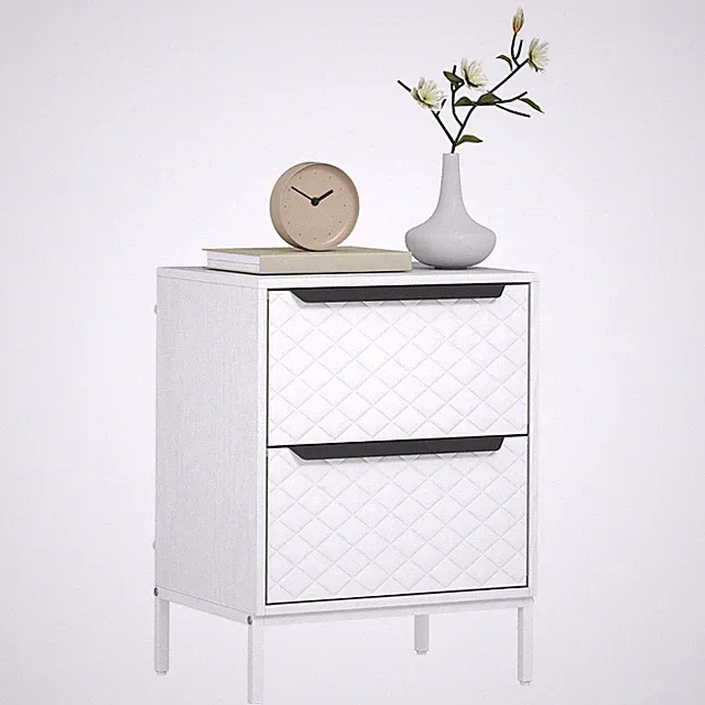 HOMCOM Kommode, Kommode mit 2 Schubladen aus Stoff, Aluminiumgriffe, weiß