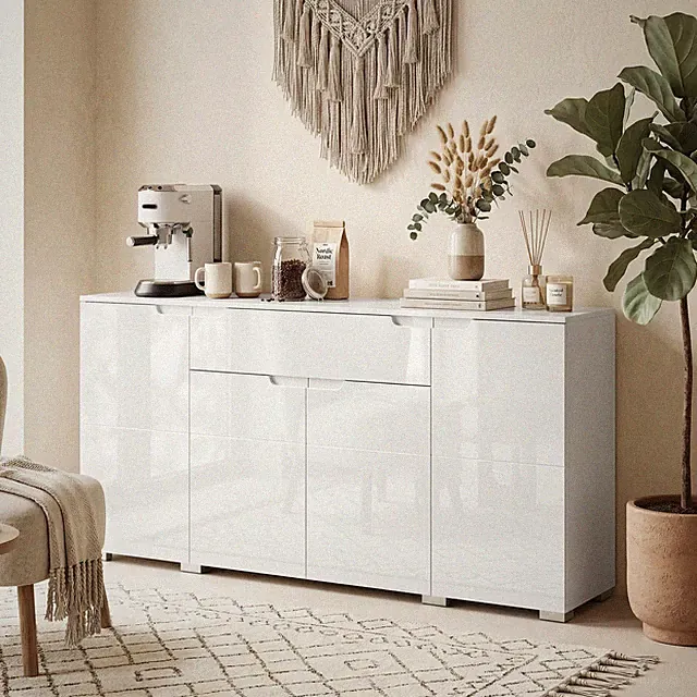 HOMCOM Kommode mit 1 Schublade, Sideboard mit Verstellbarem Einlegeboden