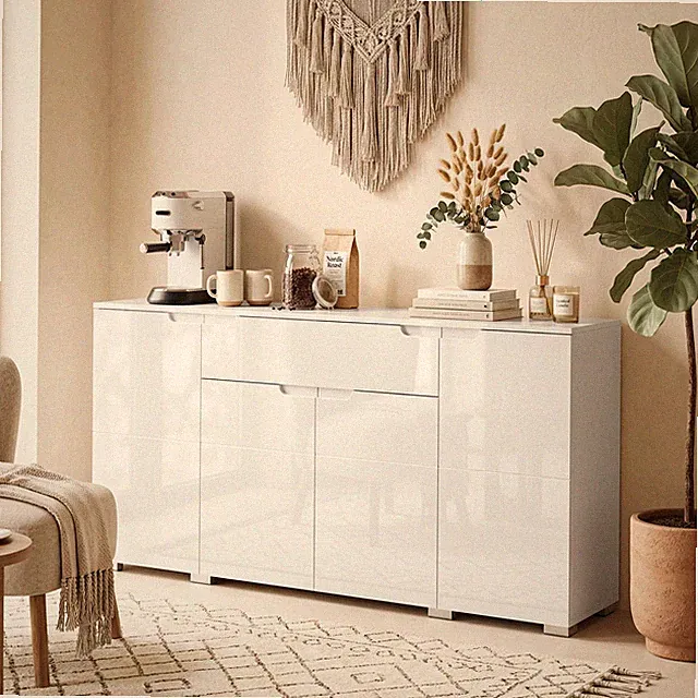HOMCOM Kommode mit 1 Schublade, Sideboard mit Verstellbarem Einlegeboden