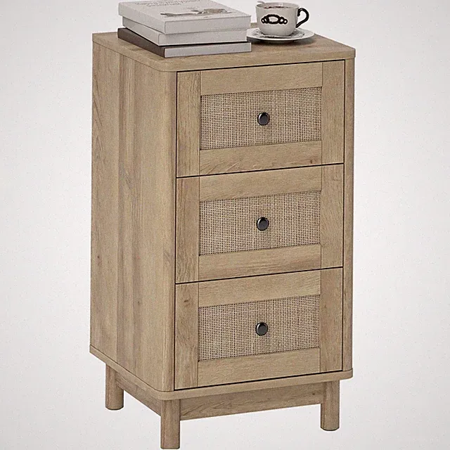 HOMCOM Kommode mit 3 Schubladen, Stauraum für Wohnzimmer, Eiche