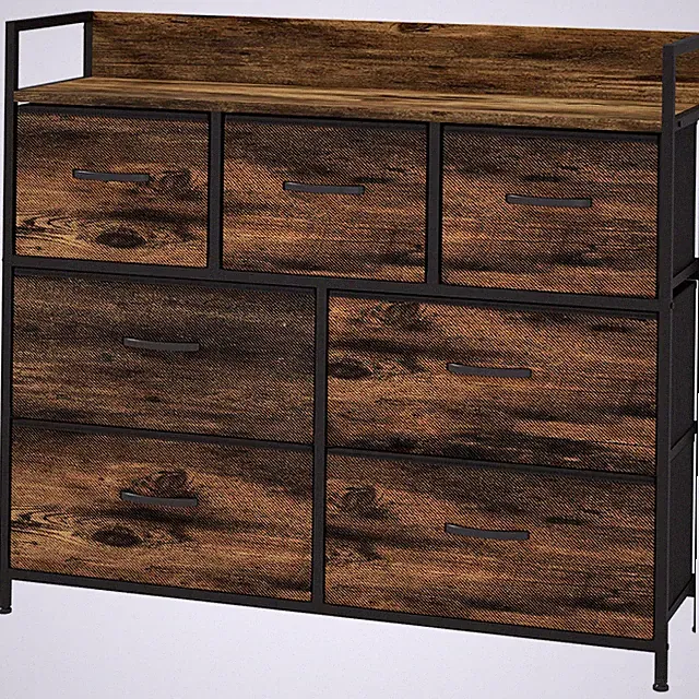 HOMCOM Kommode, Sideboard mit 7 Faltbaren Schubladen aus Stoff, Refurbished