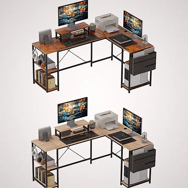HOMCOM L-förmiger Schreibtisch 168 x 120 cm Eckschreibtisch mit Ablagefächern
