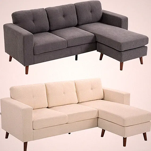 HOMCOM L-förmiges Sofa mit umkehrbarer Chaiselongue, 3-Sitzer