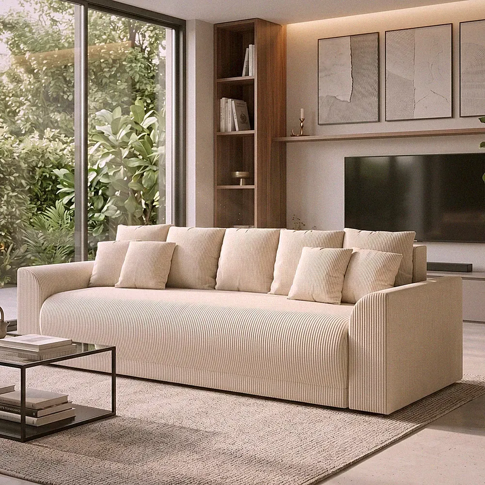 HOMCOM Schlafsofa 190x150cm 3-Sitzer Sofa mit Schlaffunktion, Stauraum, Kissen