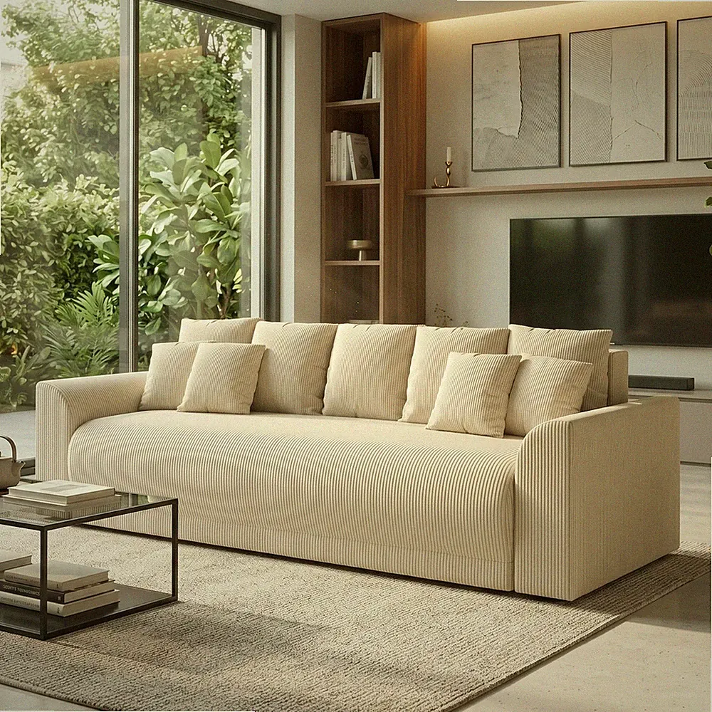 HOMCOM Schlafsofa 190x150cm 3-Sitzer Sofa mit Schlaffunktion, Stauraum, Kissen