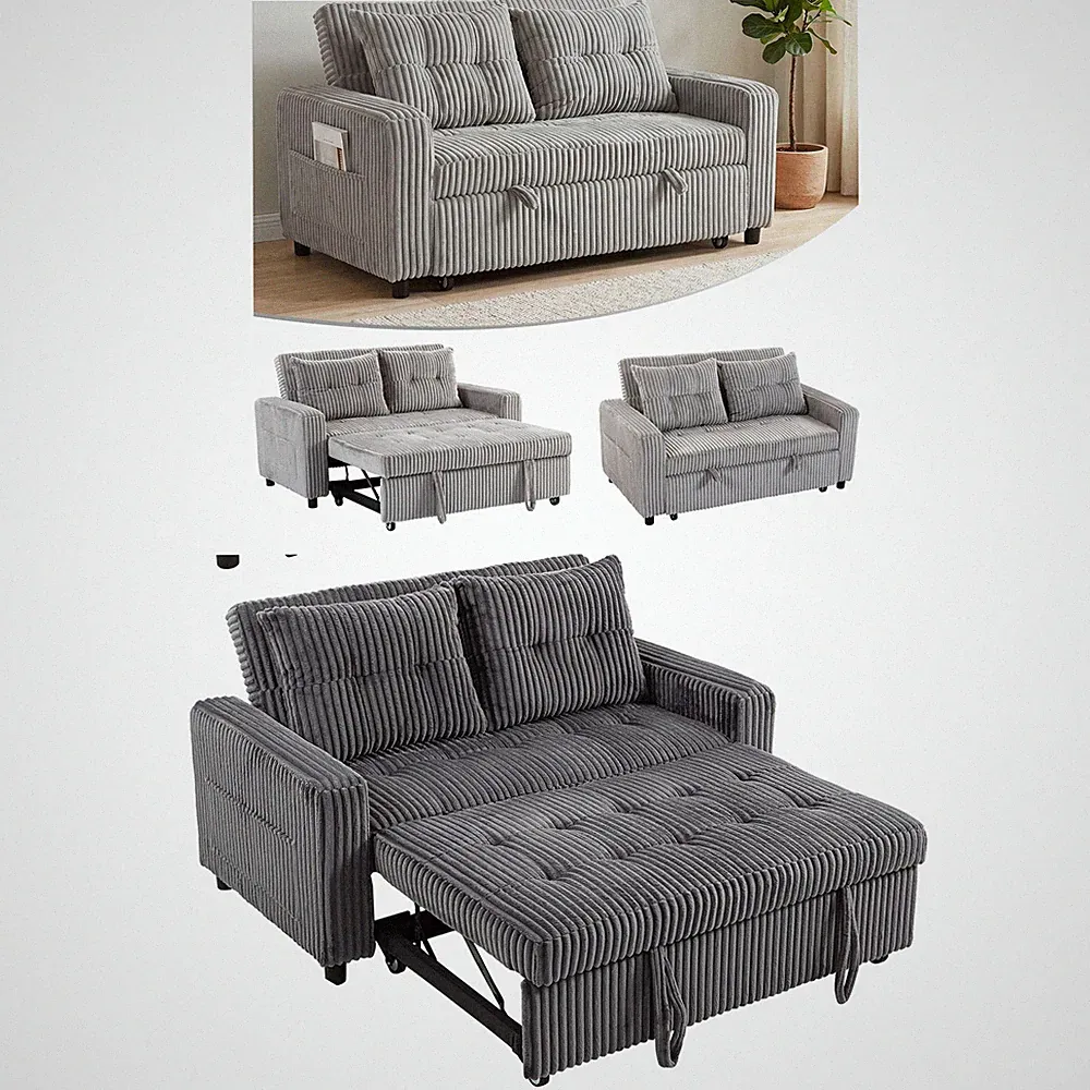 HOMCOM Schlafsofa, 2-Sitzer Sofa 157x190cm mit Verstellbare Rückenlehne