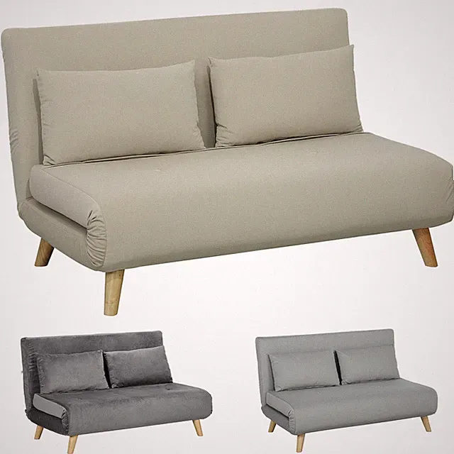 HOMCOM Schlafsofa 2-Sitzer Sofa mit Bettfunktion, Klappsofa mit Kissen