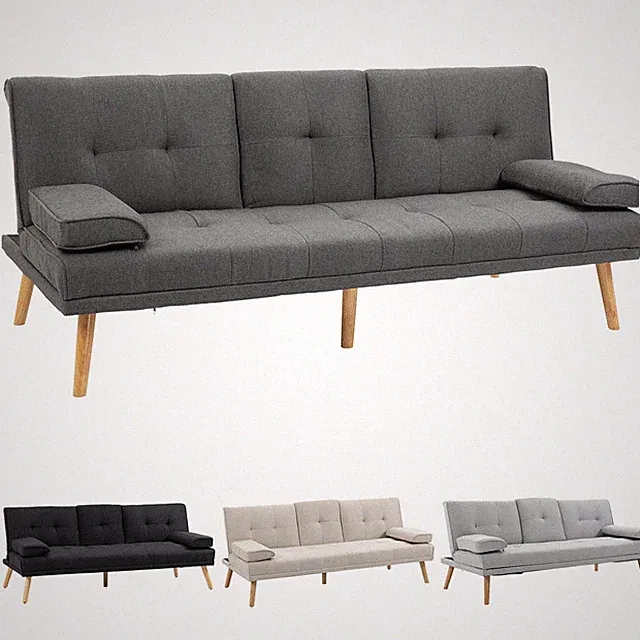 HOMCOM Schlafsofa 3-Sitzer-Sofa Bettsofa mit Klappbarem Tisch, Leinenoptik