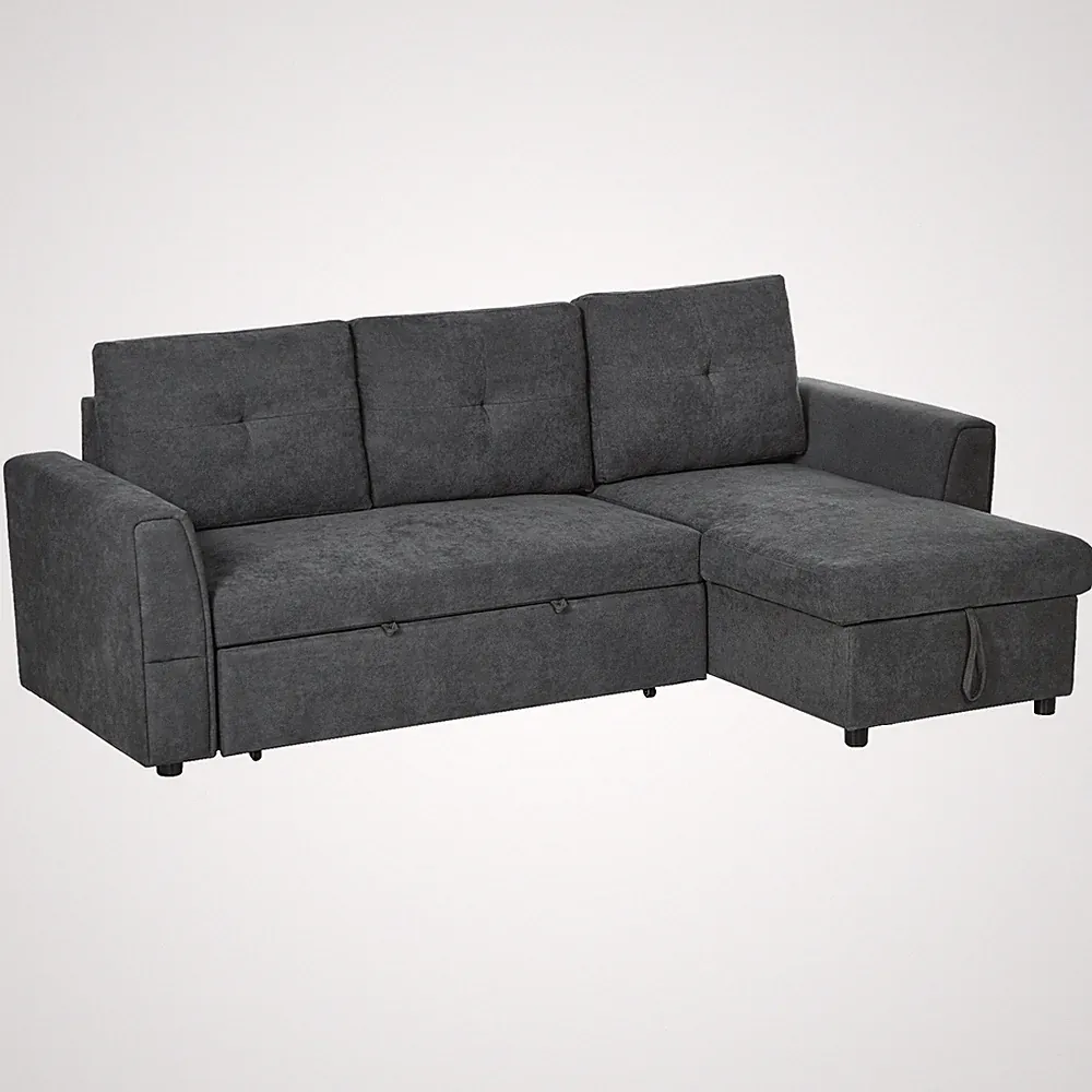 HOMCOM Schlafsofa Ecksofa mit Bettfunktion 3er Couch mit Stauraum Refurbished