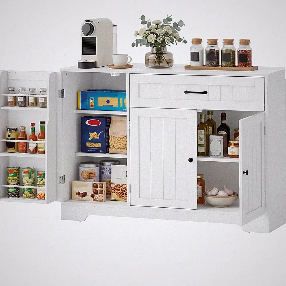 HOMCOM Sideboard Kommode mit Schubladen, verstellbaren Regalen Refurbished