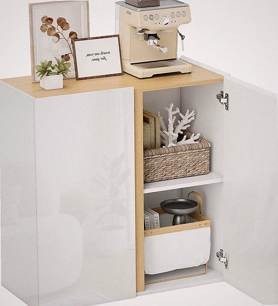 HOMCOM Sideboard Küchenschrank Mit 2 Soft-Close-Türen, Verstellbarer Einlegebode