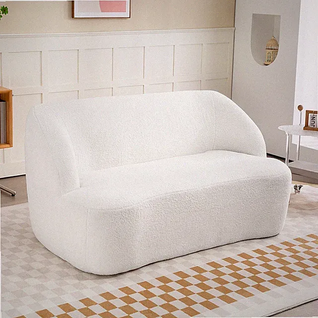 HOMCOM Sofa 2-Sitzer 142 cm Couch Polstersofa mit Armlehne, geschwungenem Design