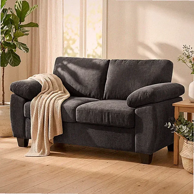 HOMCOM Sofa 2 Sitzer 156 cm Chenille Couch mit breiten gepolsterten Armlehnen