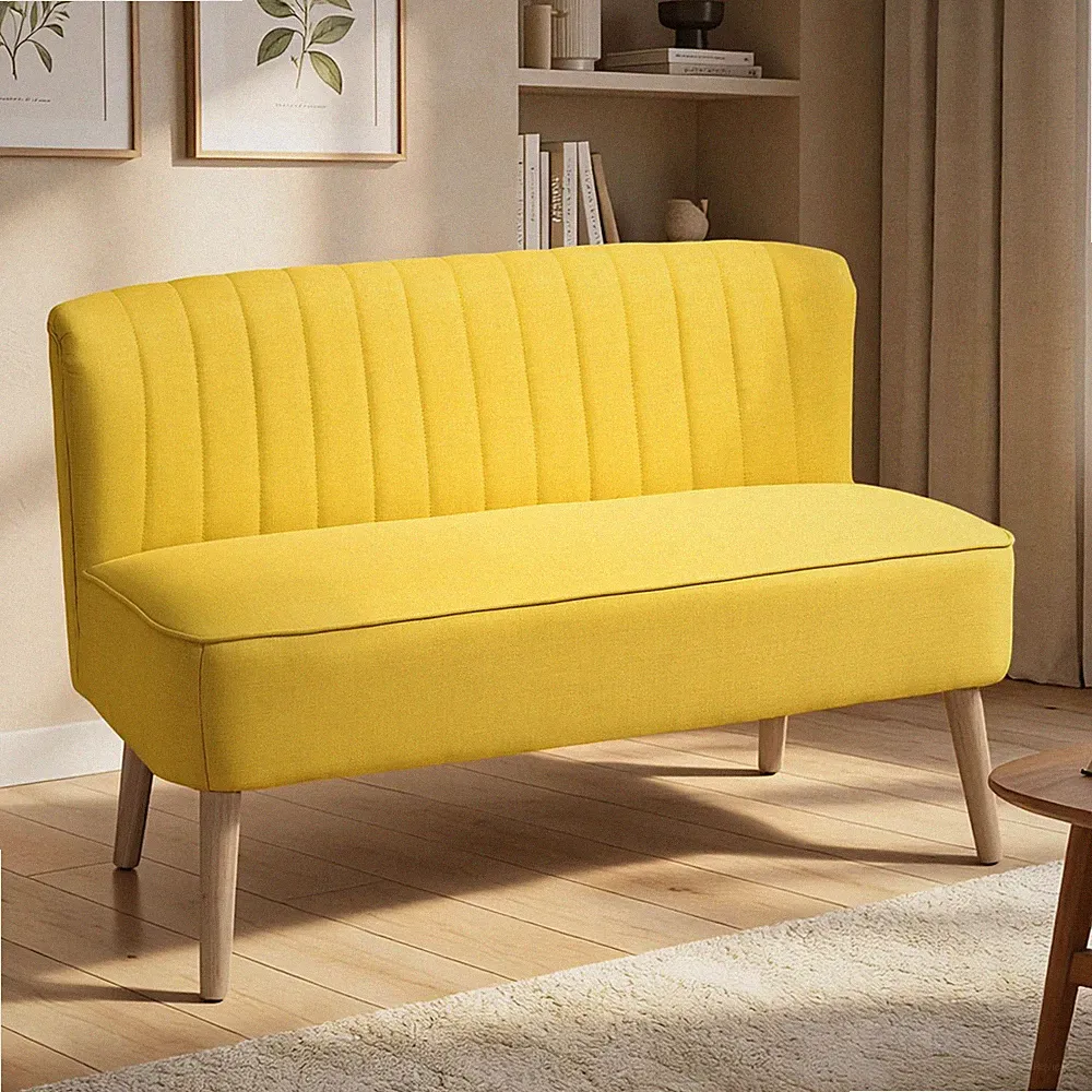 HOMCOM Sofa 2-Sitzer Couch Stoffsofa Sitzmöbel Polstersofa Loungesofa Gelb