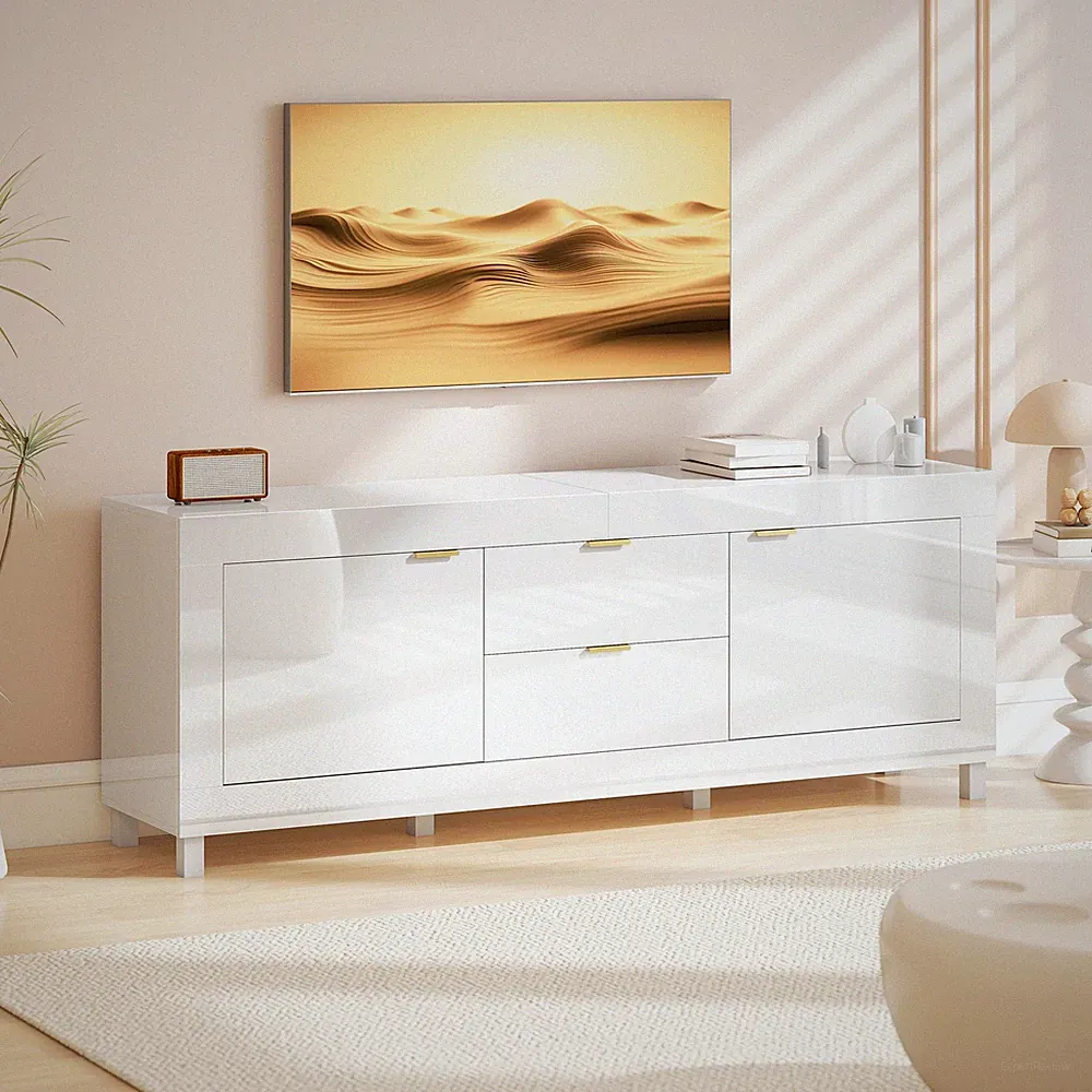 HOMCOM TV-Schrank TV Lowboard für Fernseher bis zu 75 Zoll 180 x 40 x 66 cm