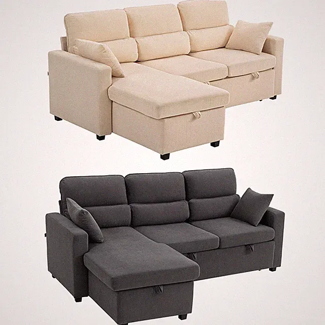 HOMCOM Verstellbares Bettsofa, L-förmiges Gästesofa mit Bettfunktion