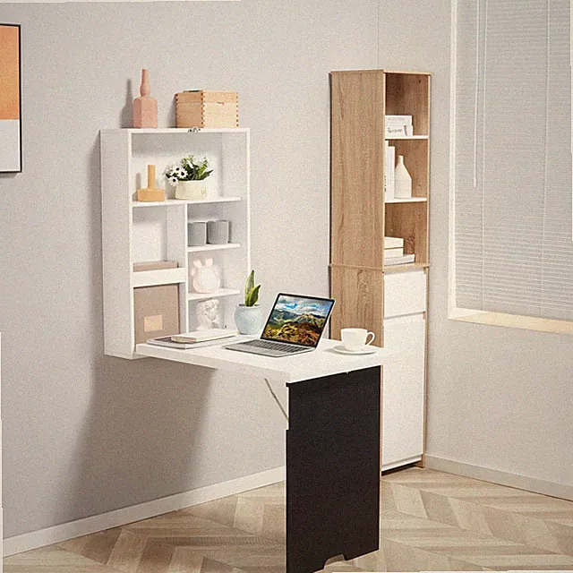 HOMCOM Wandtisch Klappbar Wandklapptisch Klappschreibtisch Computertisch Weiß