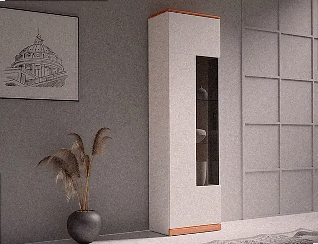HOME AFFAIRE Vitrine Ribe Stauraumvitrine Kommde Kernbuche Teilmassiv H.180cm