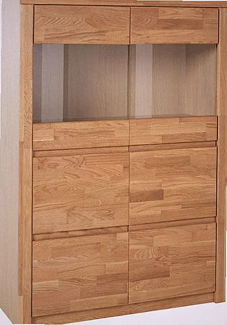 HOME AFFAIRE Vitrine Silkeborg Eiche teilmassiv H. 125cm Regal Highboard