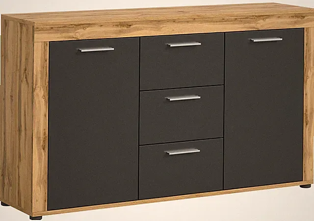 Homes & Jones Sideboard 125 cm breit mit 3 Schubladen, Mehrzweckschrank