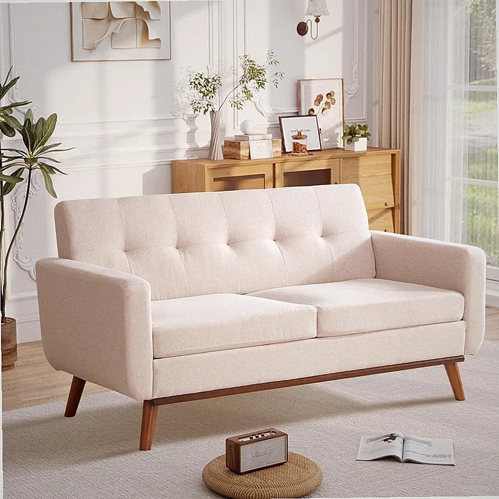 HONEYOU 165 cm Zweisitzer-Sofa, Mid-Century Modern-Stil, mit Nieten und Steppung