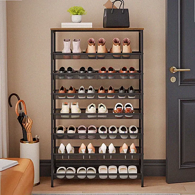 HOOBRO 8-stöckige Schuhregal Ablagegestelle Schuhablage für 21-28 Paar Schuhe