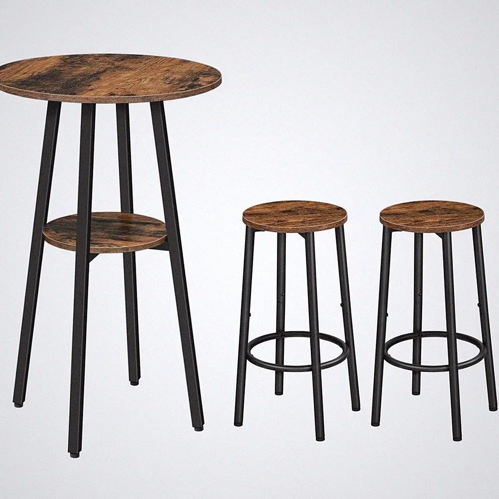 HOOBRO Bartisch Esstisch Stehtisch Küchentisch /Barhocker 2er-Set Barstuhl