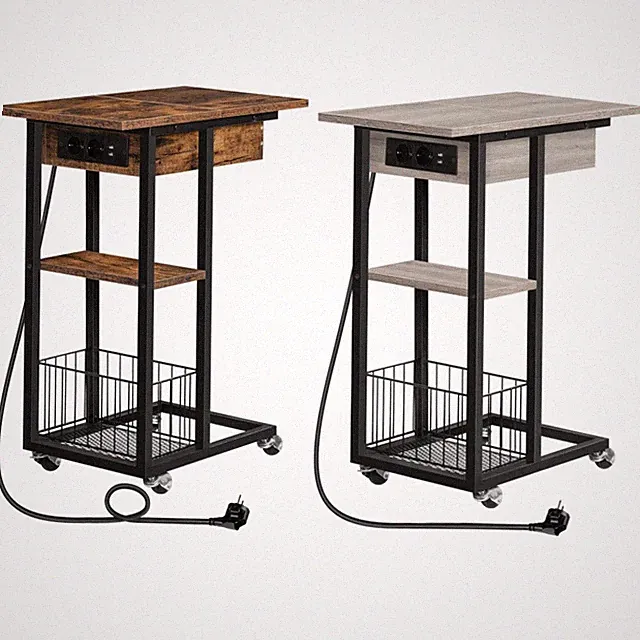 HOOBRO Beistelltisch Nachtkommode mit Ladestation Flip C-Form Sofatisch