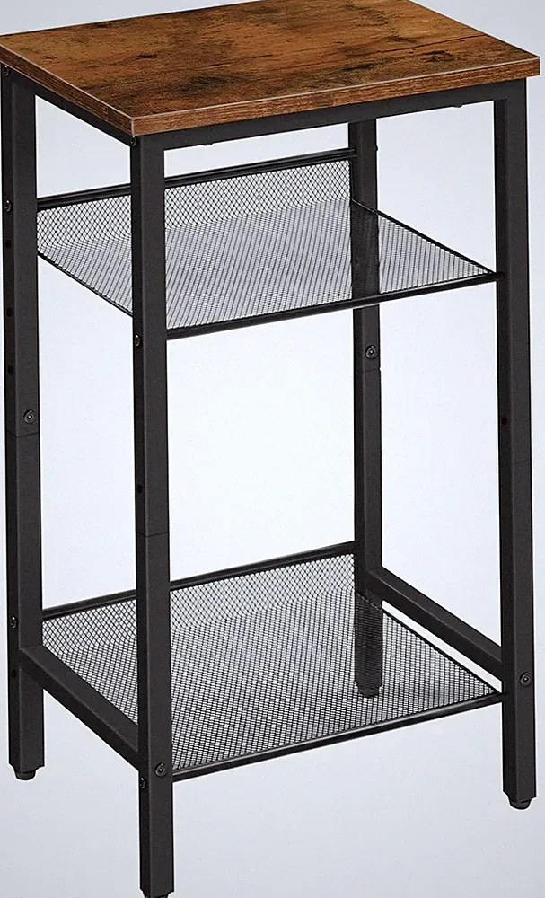 HOOBRO Beistelltisch Telefontisch 2 verstellbaren Gitterablagen 38 x 28 x 74 cm