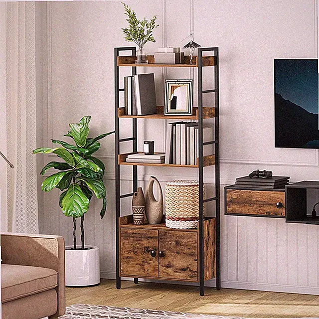 HOOBRO Bücherregal Bücherschrank Standregal Aufbewahrungsregal mit 4 Ebenen