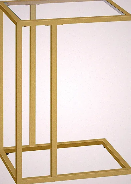 HOOBRO C Form Beistelltisch, Gold Beistelltisch, Hartglas Beistelltisch, Goldbetten