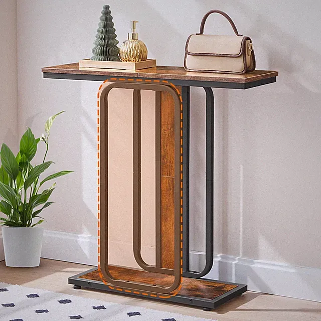 HOOBRO Konsolentisch Flurtisch Sofatisch 2-stufiges Sideboard Industriestil
