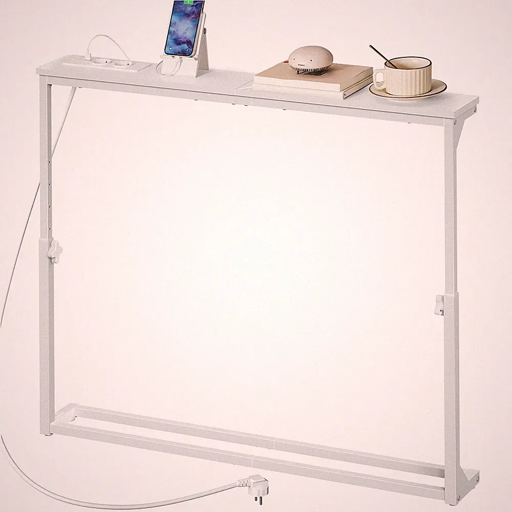 HOOBRO Konsolentisch höhenverstellbar (63,5-83,5cm) Sofatisch Flurtisch Weiß