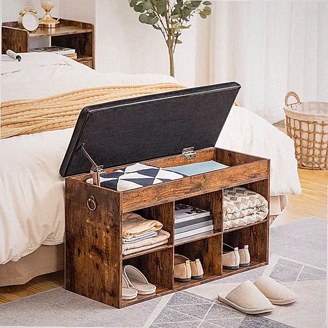 HOOBRO Schuhschrank Schuhbank mit gepolstert Sitzbank Sitztruhe Schuhablage