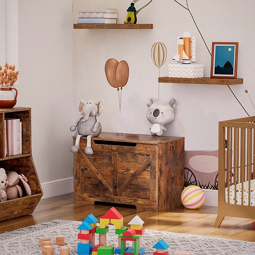 HOOBRO Truhen Sitzbank Kinder Spielzeugkiste Truhenbank 75 x 40 x 50,5 cm