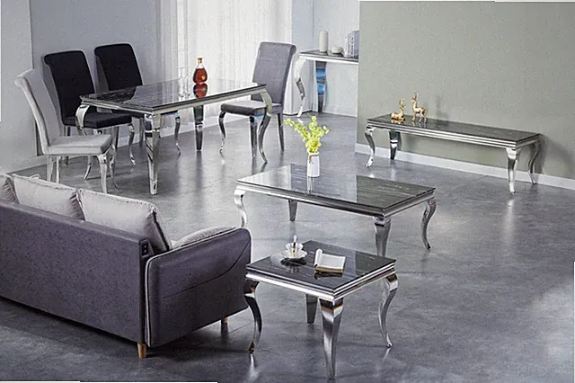 HOOZ Esstisch Chrome Barockstil Keramik und Glasplatte versch.Farben und 160/180