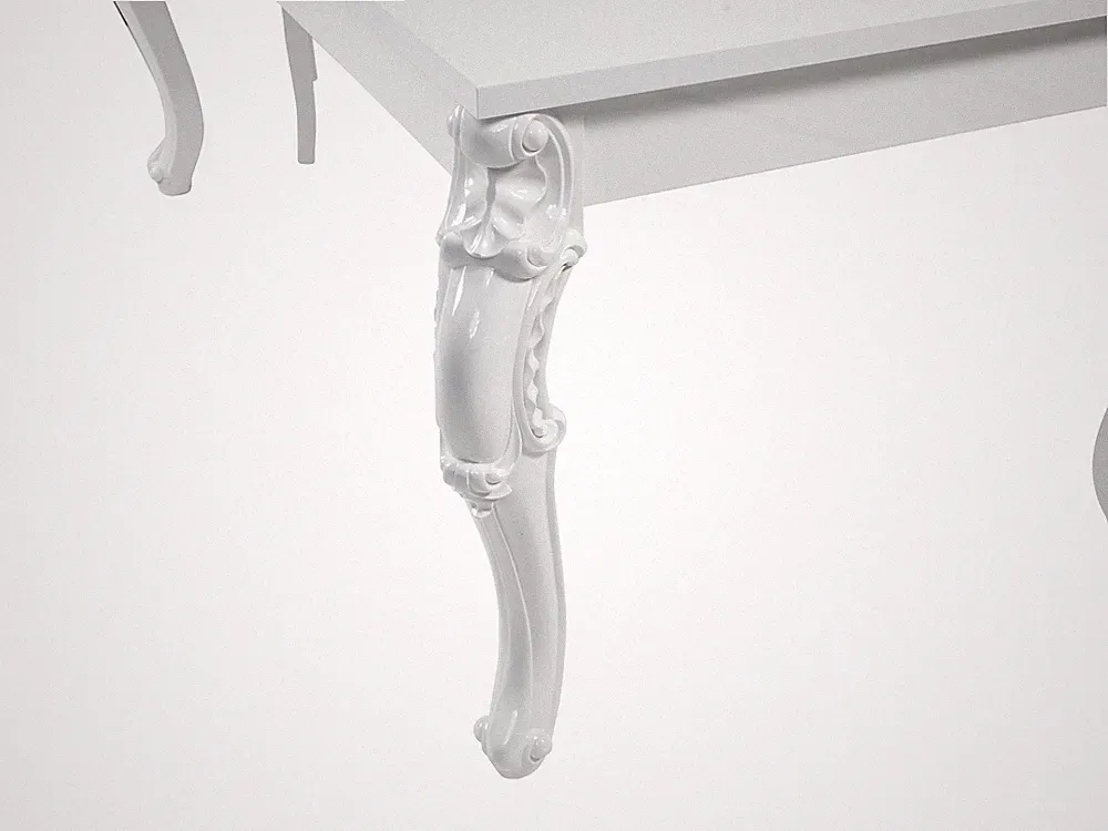 HOOZ Esstisch Küchentisch Barock Optik Hochglanzlack Weiß kratzfest 160/180 cm