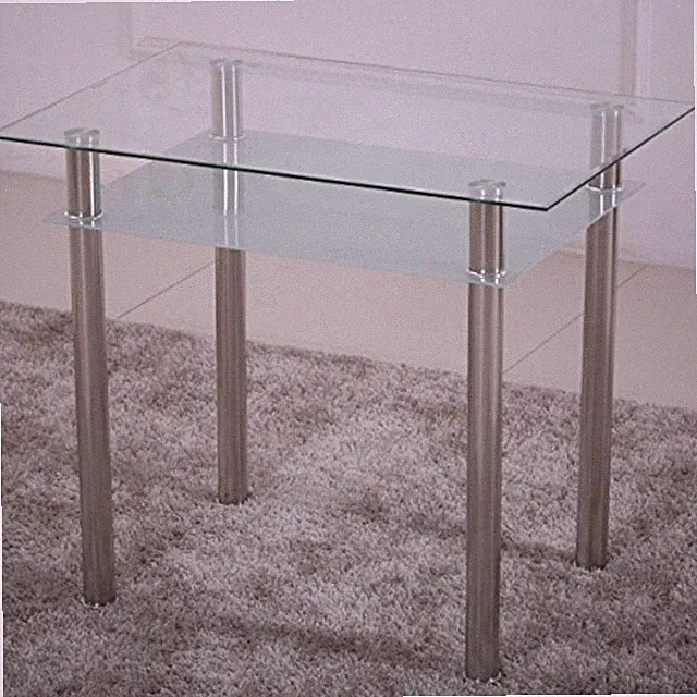 HOOZ Esstisch mit 6mm Sicherheitsglas & Facettenschliff (90x60x75cm, satiniert)