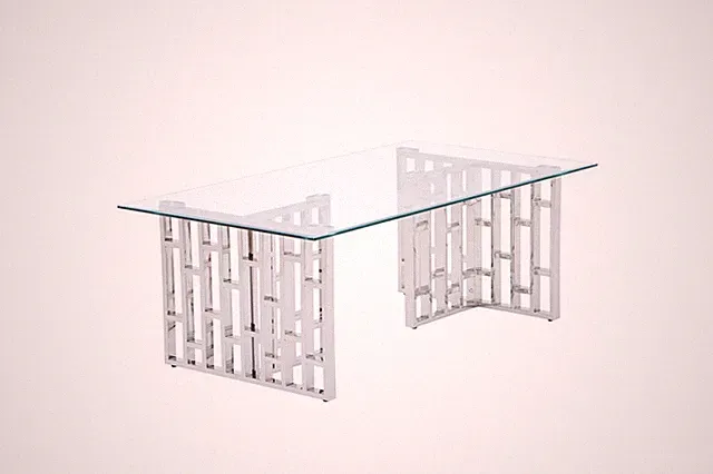 HOOZ Luxus Couchtisch 120x65 Klarglas Metall Gold&Chrom Modern Design Wohnzimmer