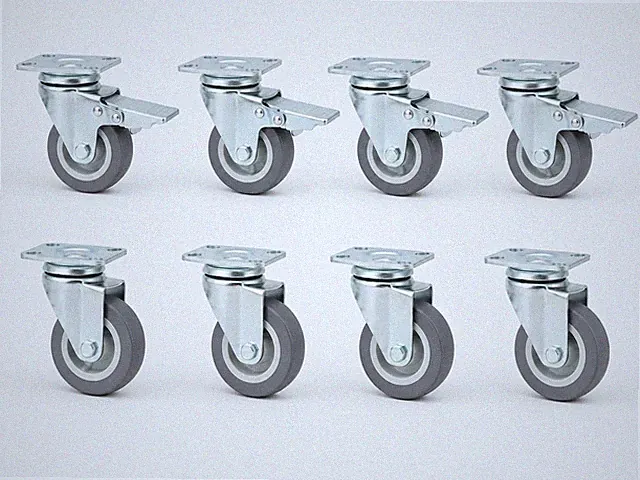 HRB 8 Stück 50mm Lenkrollen 320 kg Gesamttragkraft (4x mit mit Bremse) für Möbel